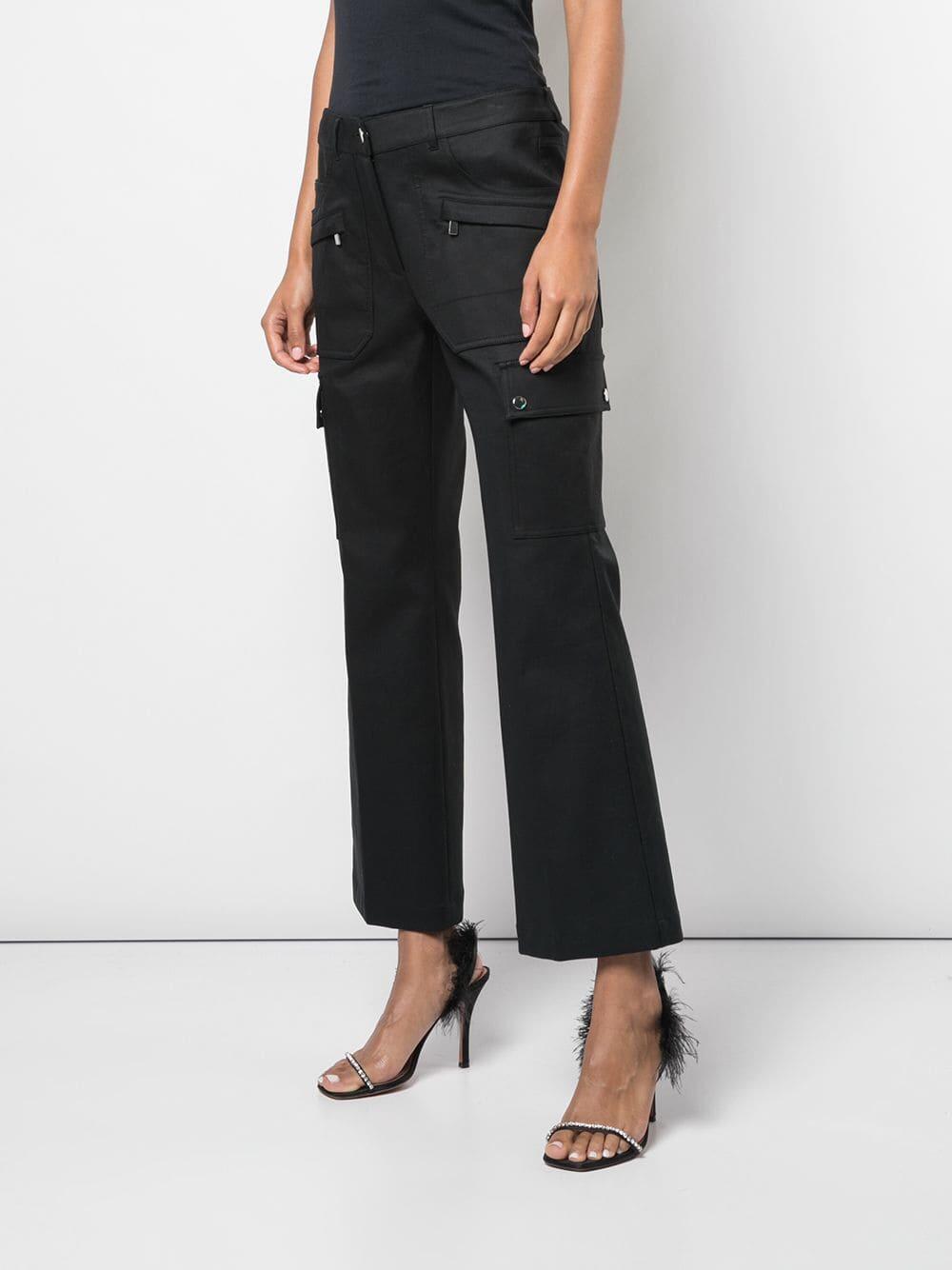 Michael Kors Collection - Black Cotton Crop Flare Cargo Pant