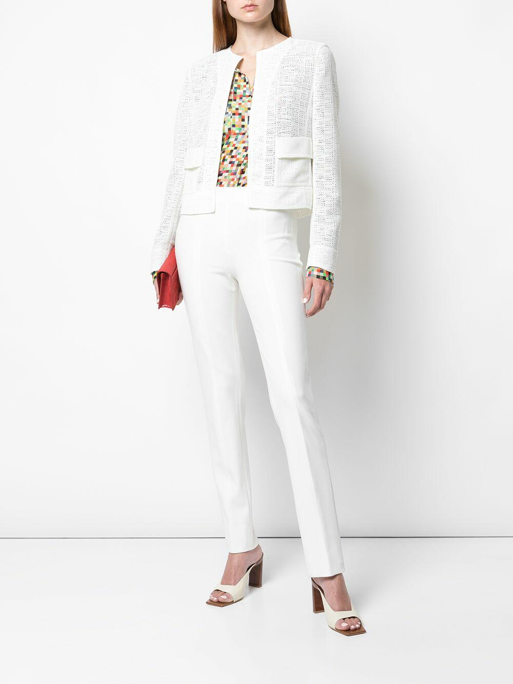 Akris Punto - Cream Grid Lace Cropped Jacket