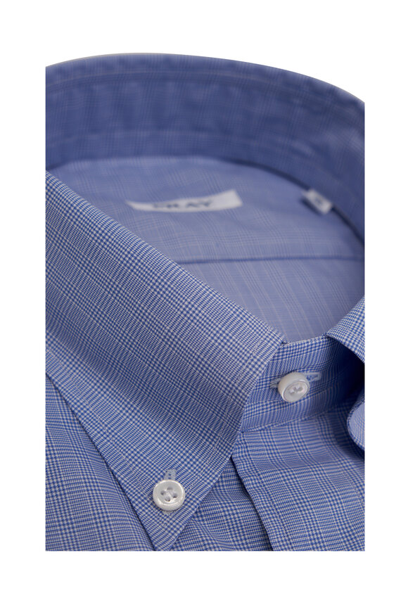 Fray - Blue Glen Plaid Cotton Dress Shirt