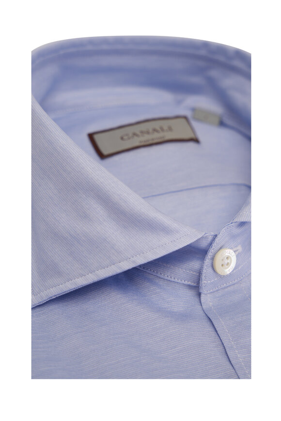 Canali - Light Blue Melange Jersey Cotton Sport Shirt 