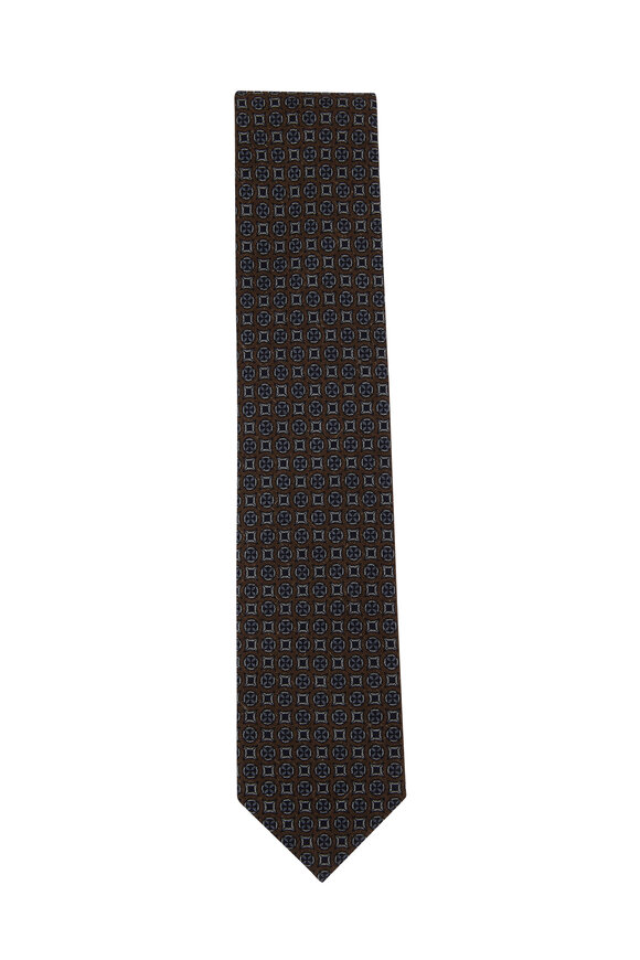 Brioni - Brown Medallion Wool Blend Necktie