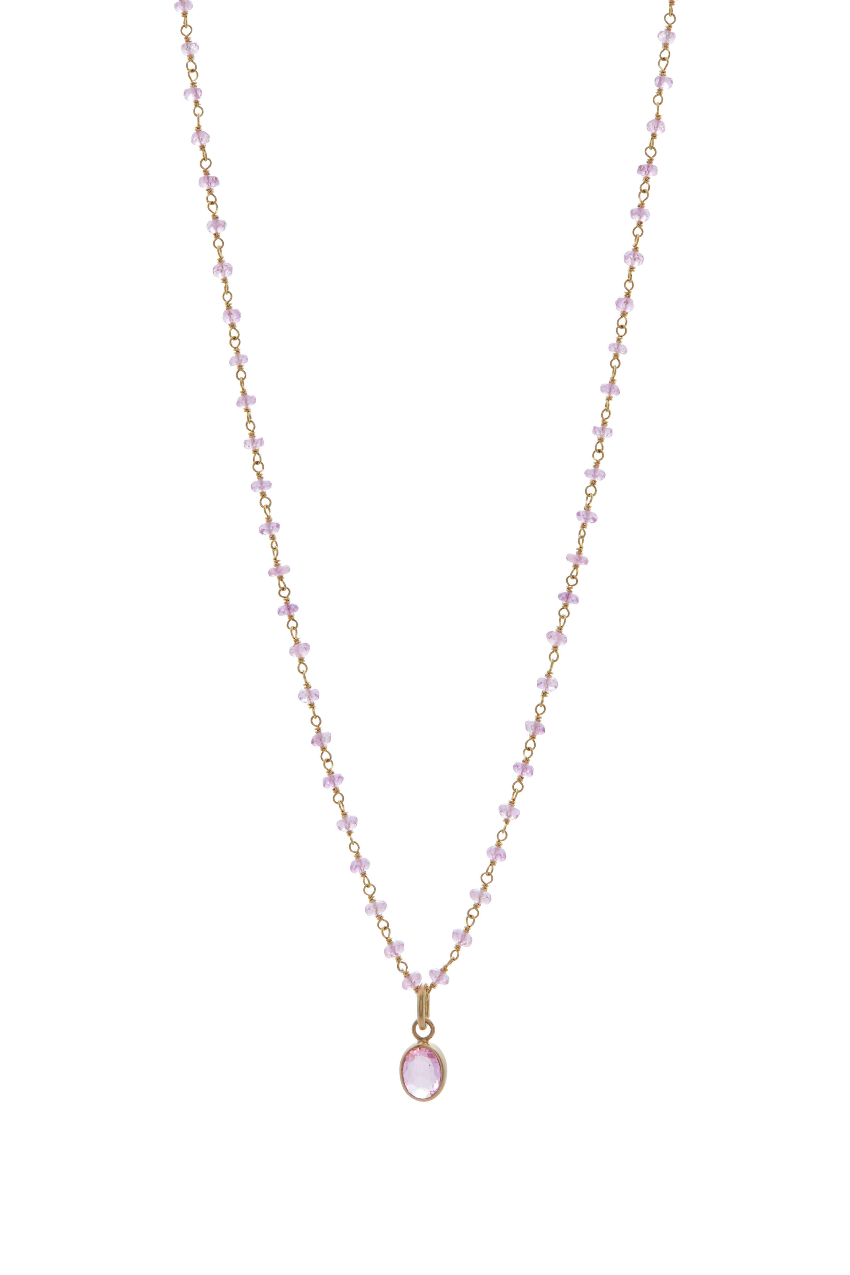 Caroline Ellen - Pink Sapphire Bead Pendant Necklace
