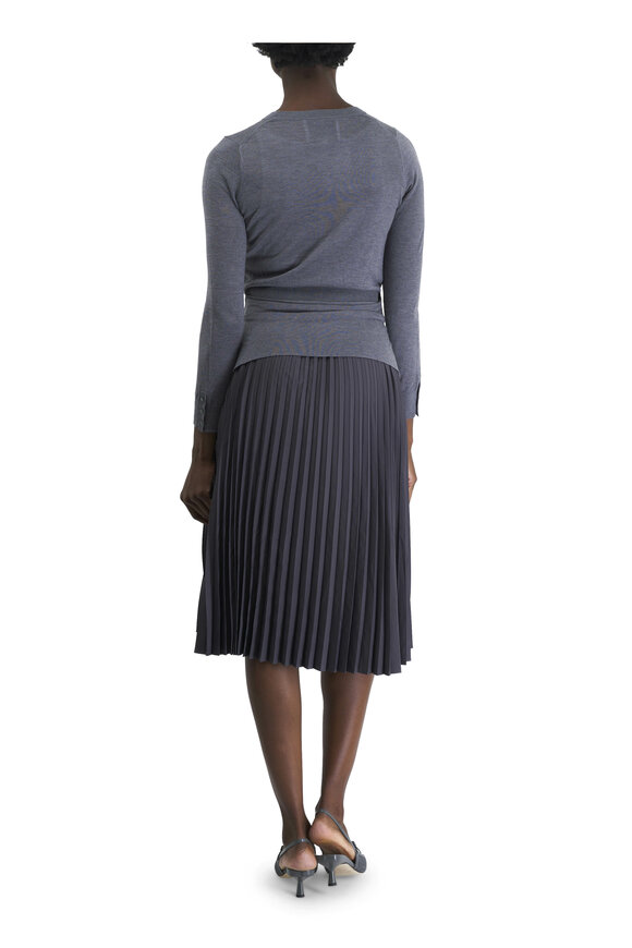 3.1 Phillip Lim - Combo Pleated Tie-Waist Dark Gray Dress 