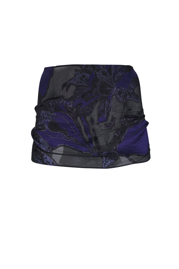 Talbot Runhof Royal & Navy Blue Monarch Jacquard Stole - view 2