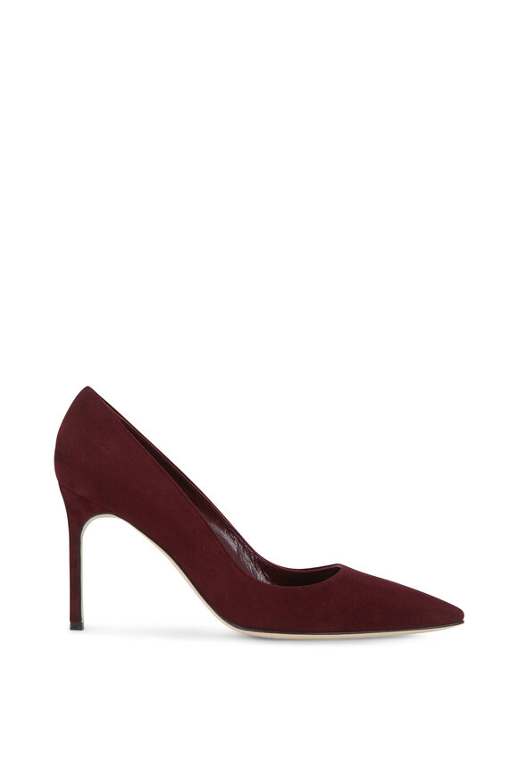 Manolo Blahnik - Lisa Bordeaux Suede Pump, 90mm