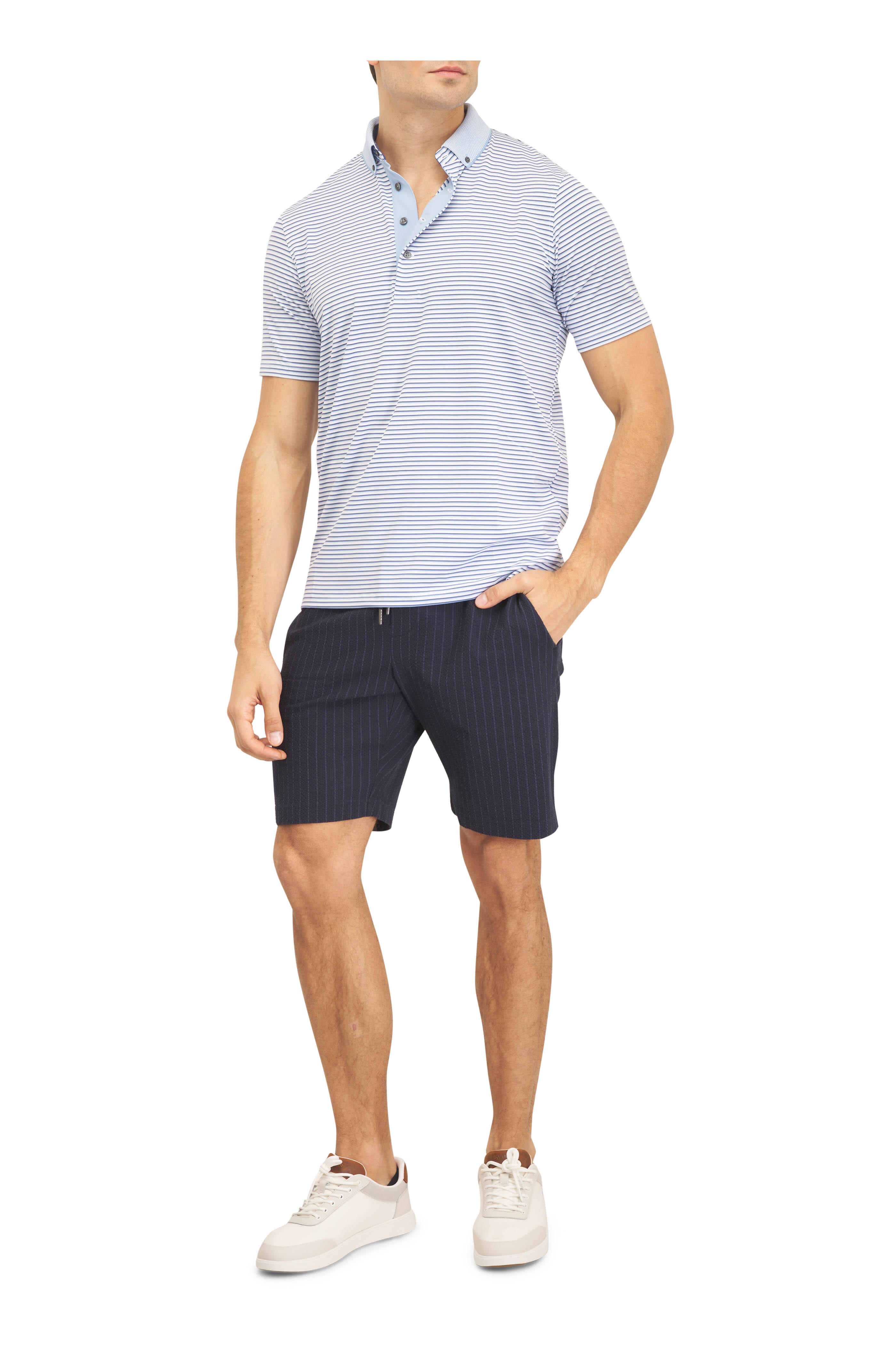 Greyson - Keowee White Stripe Polo - view 2