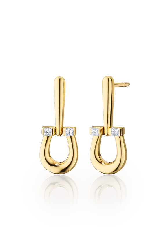 Monica Rich Kosann 18k Yellow Gold Small Diamond Equestrian Earring