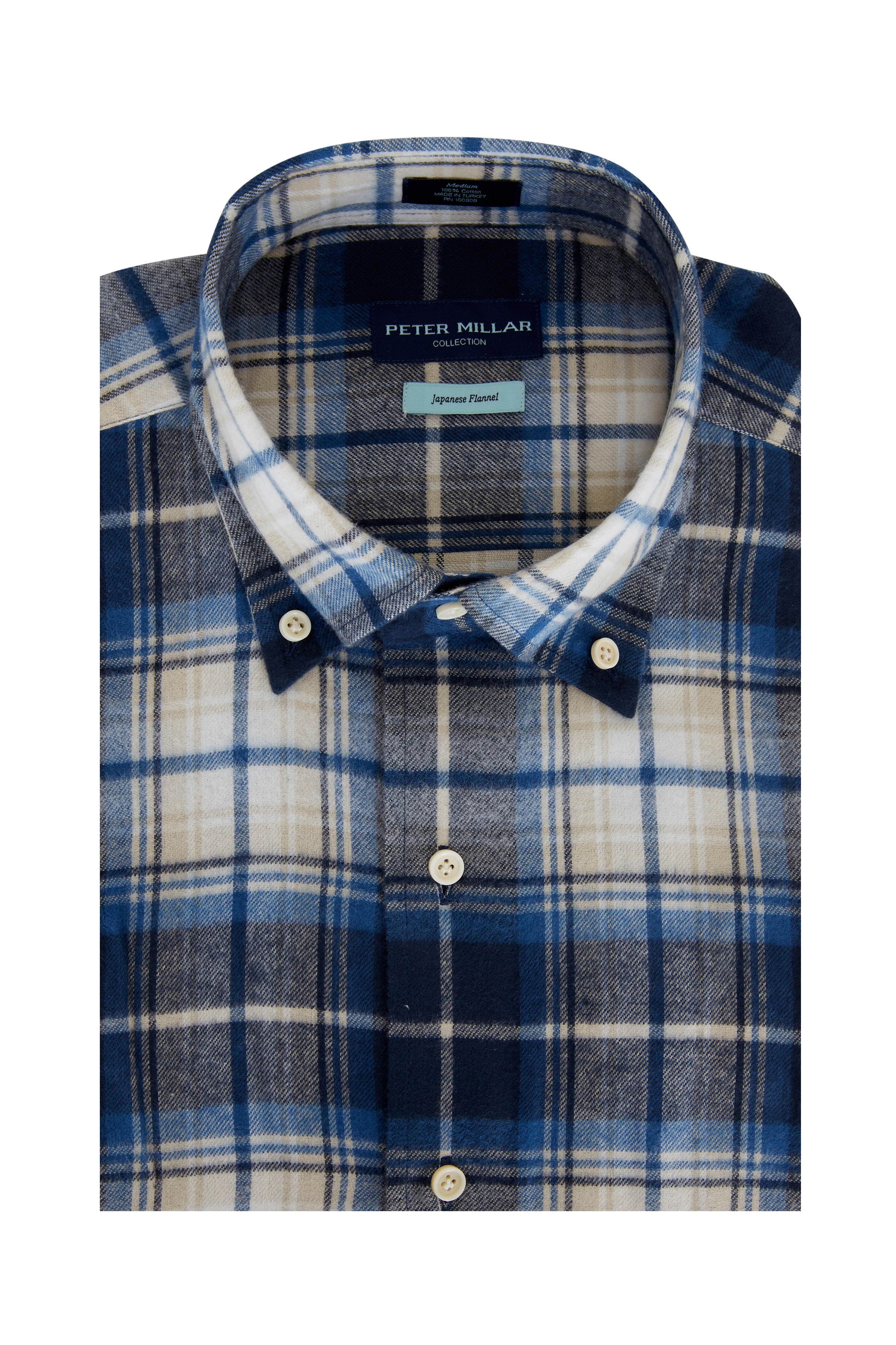 Peter Millar - Avio Blue Alps Plaid Japanese Flannel Sport Shirt