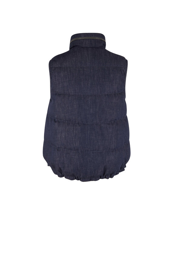 Brunello Cucinelli - Dark Denim Quilted Puffy Vest