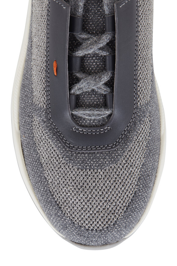 Santoni - Algeria Gray Leather & Tech Fabric Pull-on Sneaker