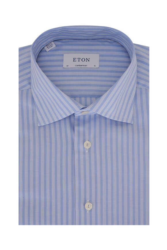 Eton - Light Blue Stripe Cotton Dress Shirt 