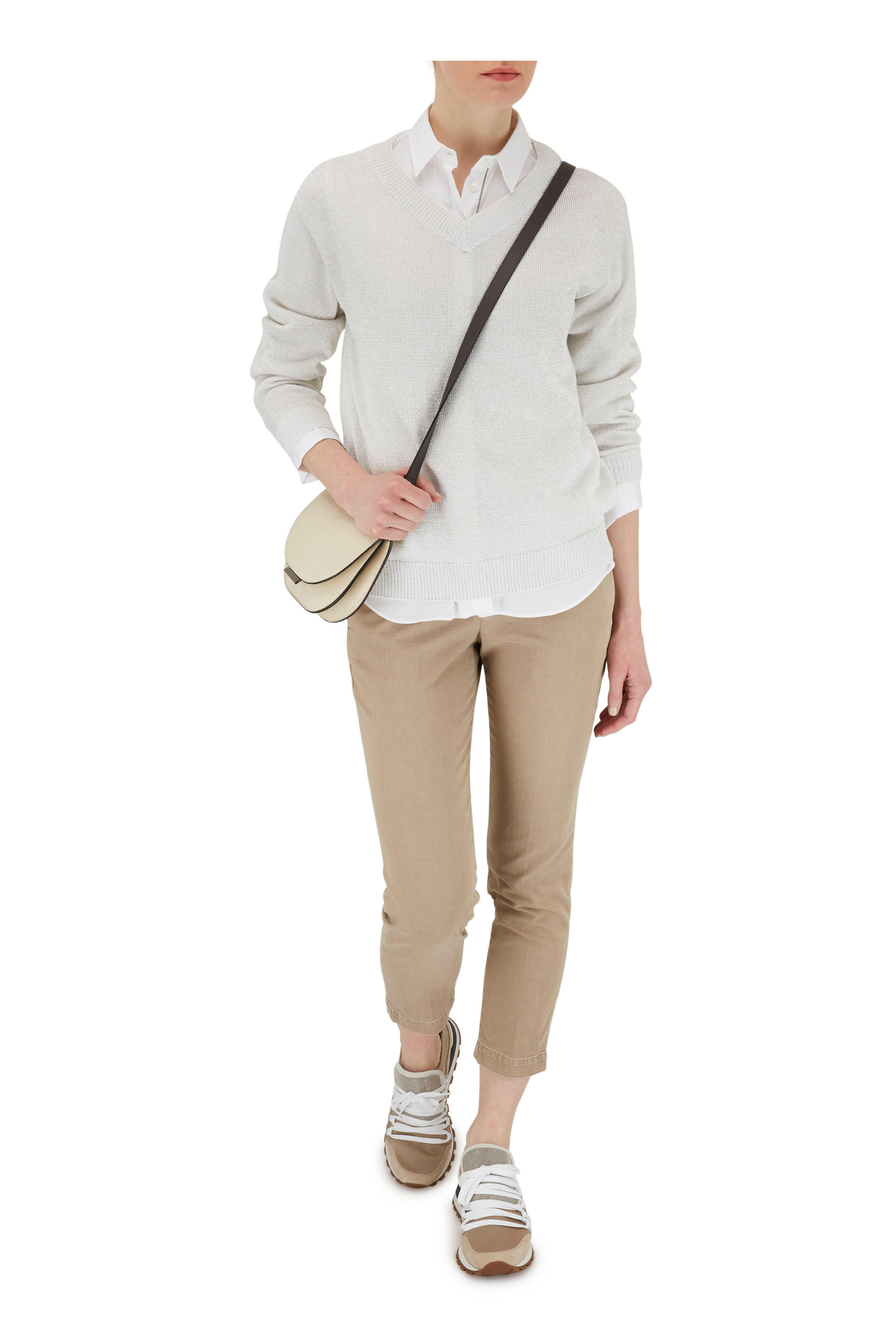 Brunello Cucinelli - Gold Suede & Metallic Jersey Monili Sneaker