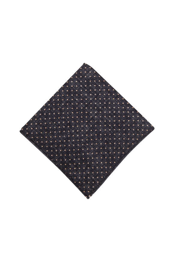 Brunello Cucinelli - Gray Dot Wool Pocket Square 