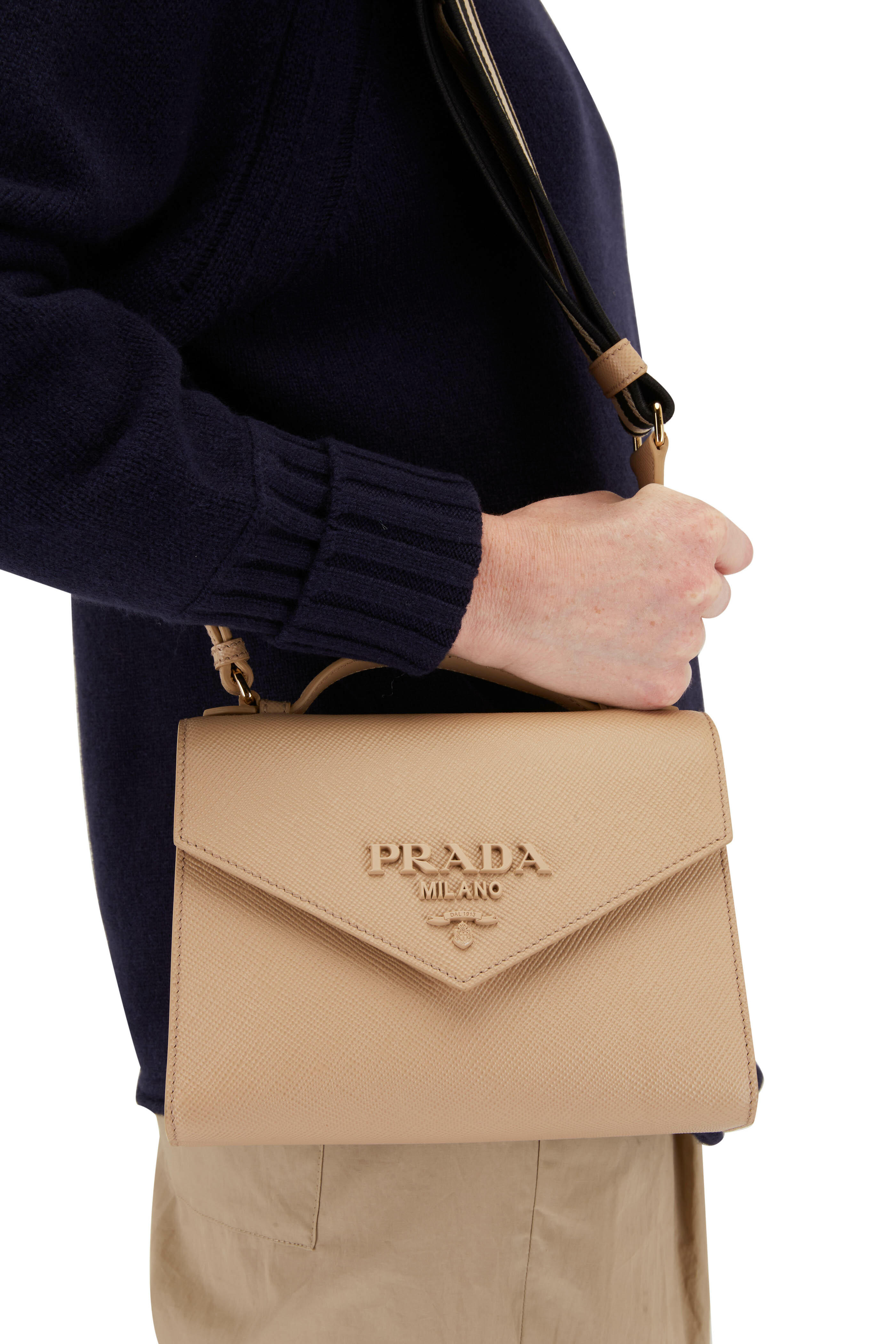 PRADA medium Saffiano Leather Monochrome Bag, Women's Fashion