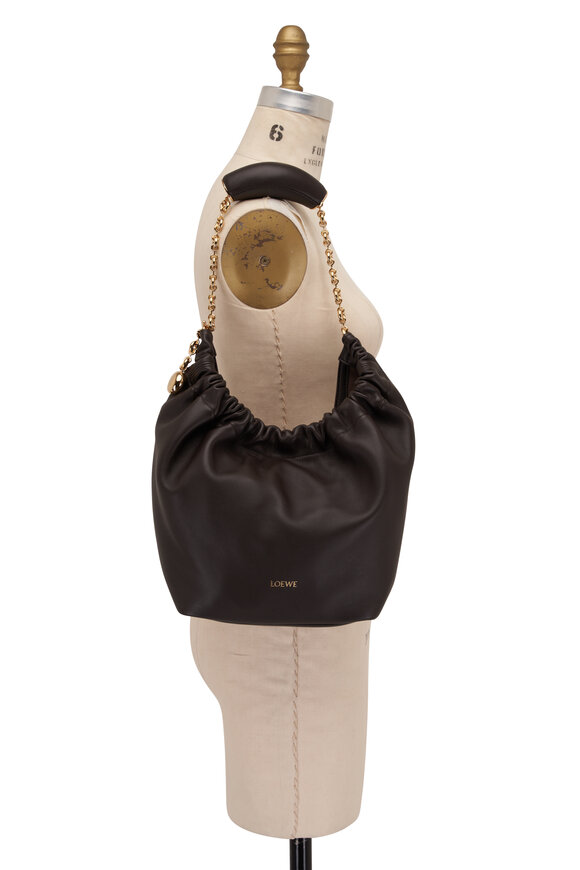 Loewe - Small Squeeze Chocolate Leather Shoulder Bag