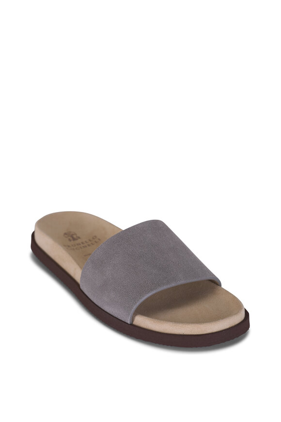 Brunello Cucinelli Sand Suede Slide