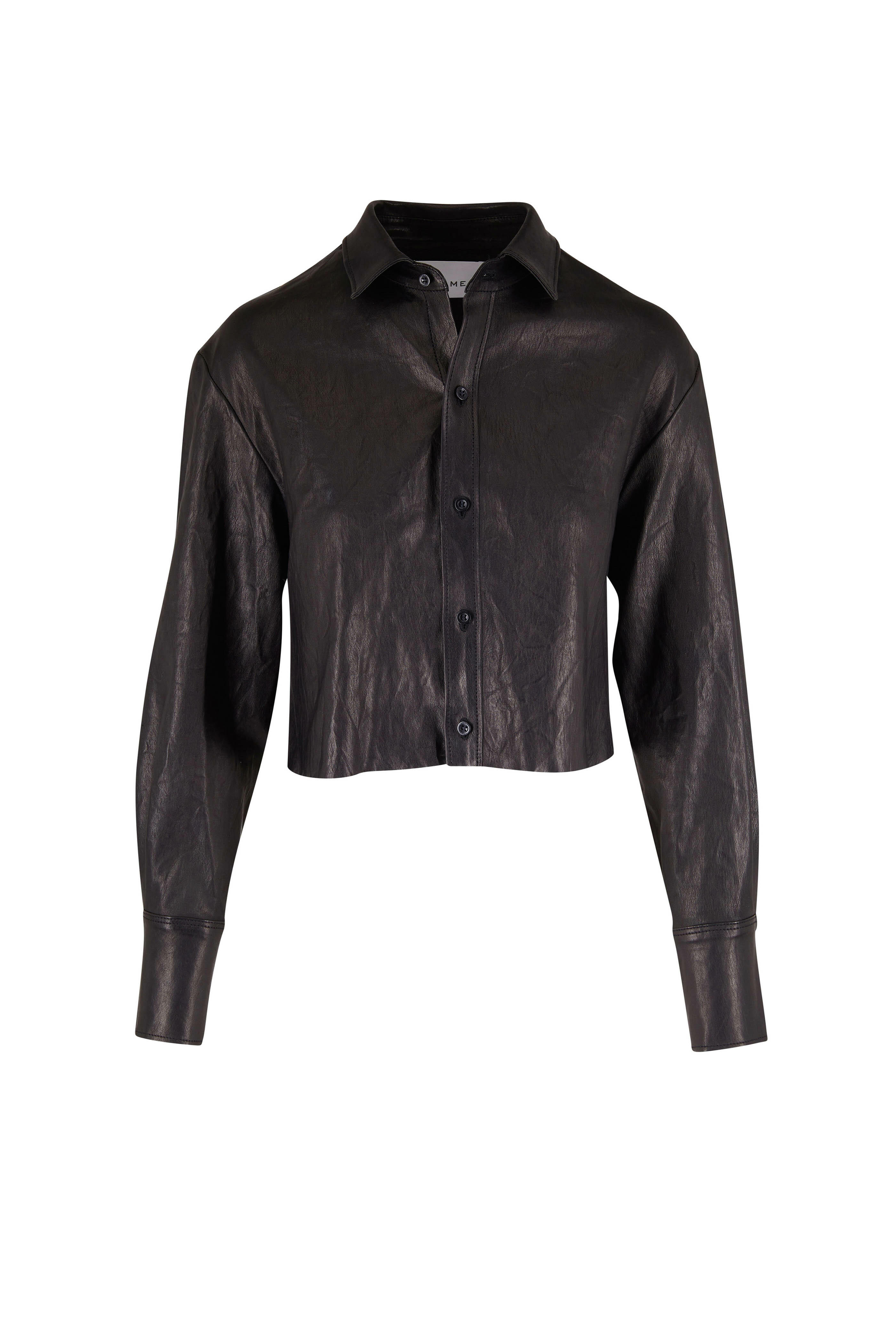 Frame - Black Cutoff Leather Shirt
