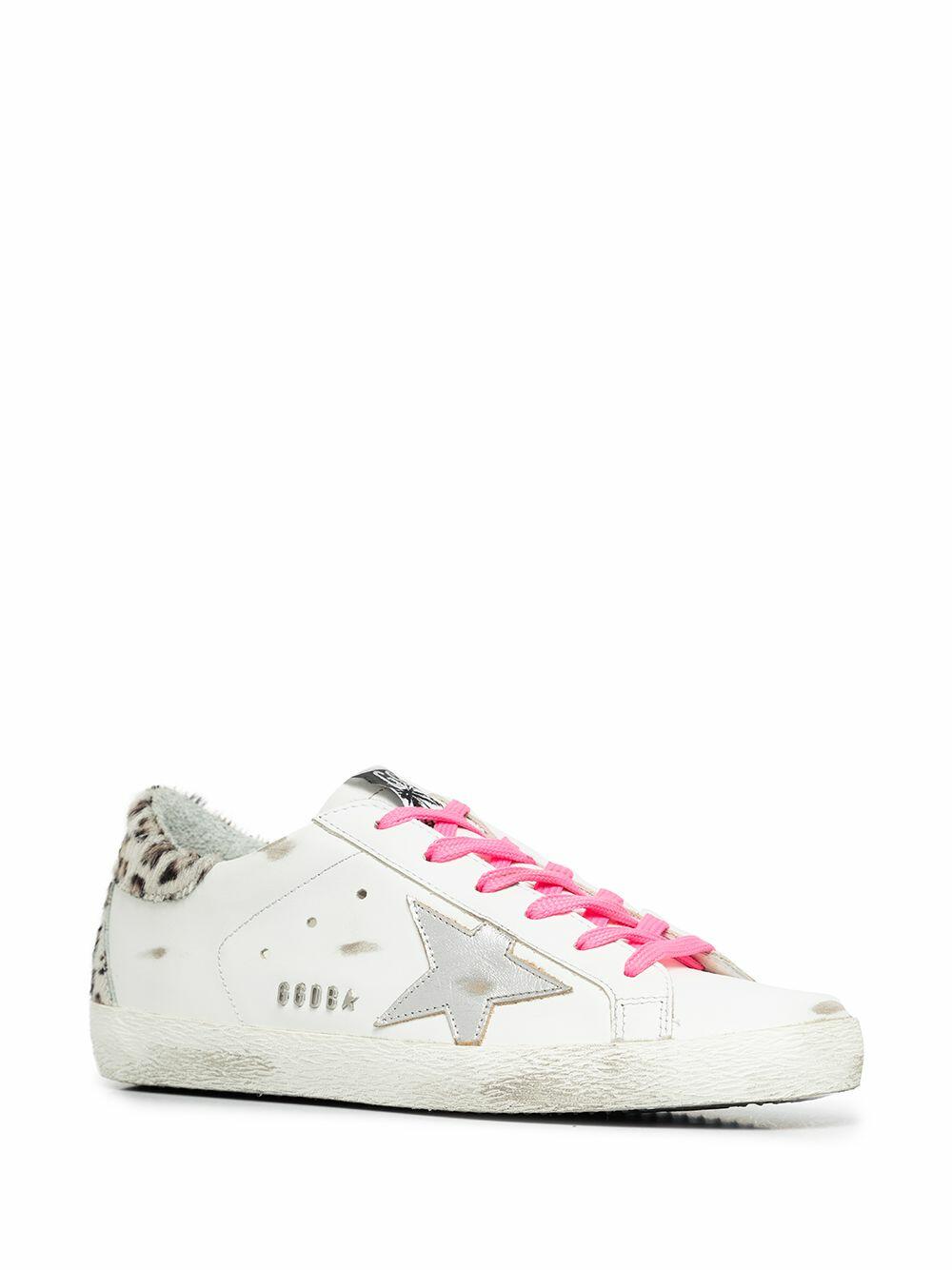 Golden Goose - Super-Star White Leopard Heel Low Top Sneaker
