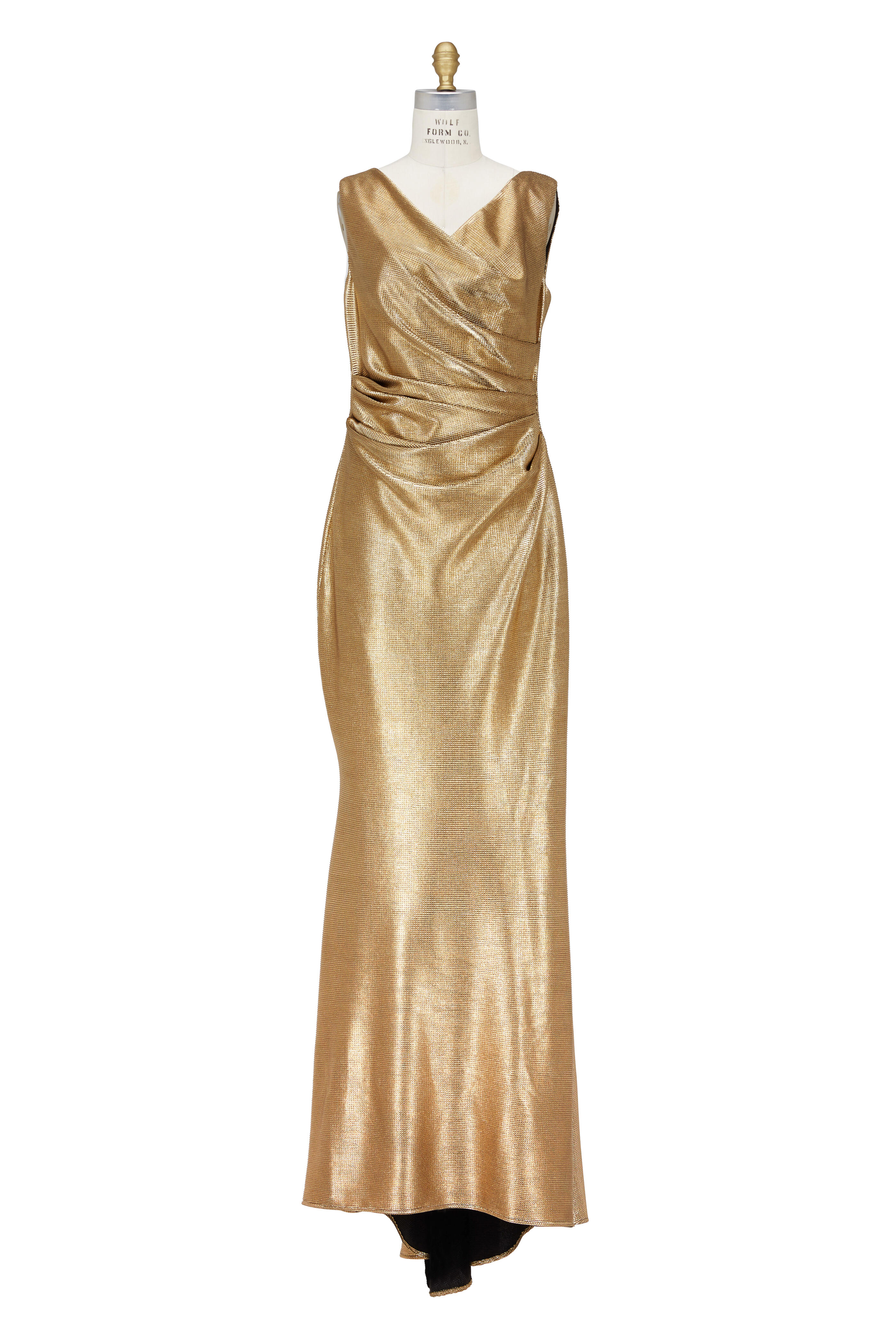 Talbot Runhof - Colly Metallic Gold Jersey Ruched Gown