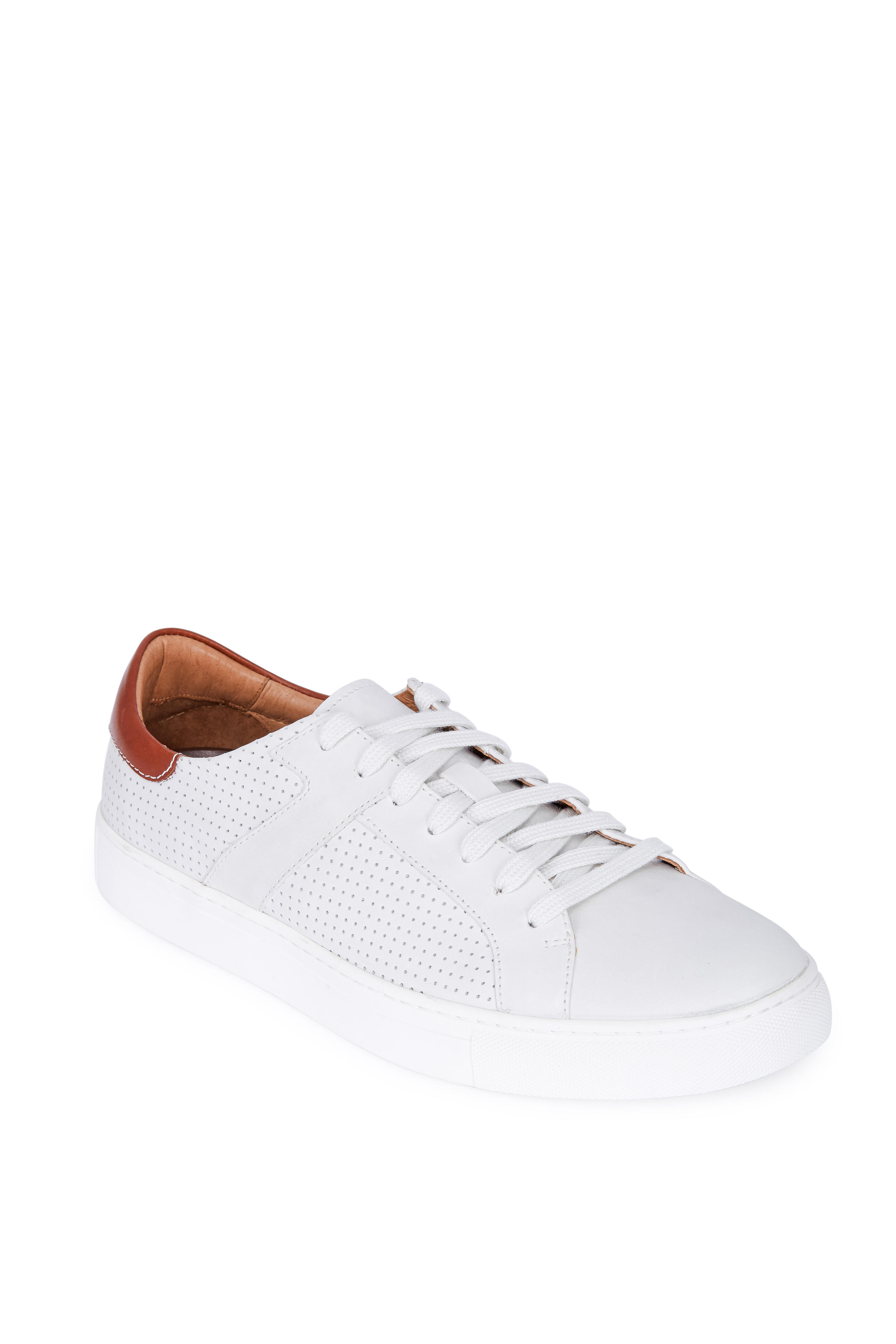 Trask Aaron White Perforated Leather Sneaker Mitchell Stores