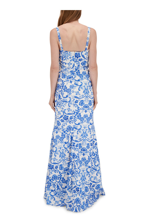 Carolina Herrera - Bluebell Multi Square Neck Ruched Gown