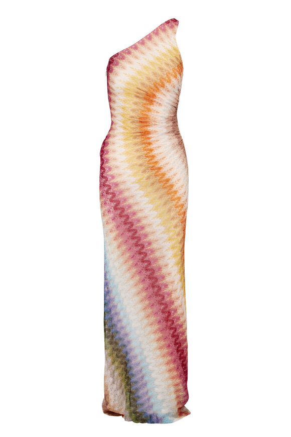 Missoni Orange Multi One Shoulder Maxi Dress - view 1