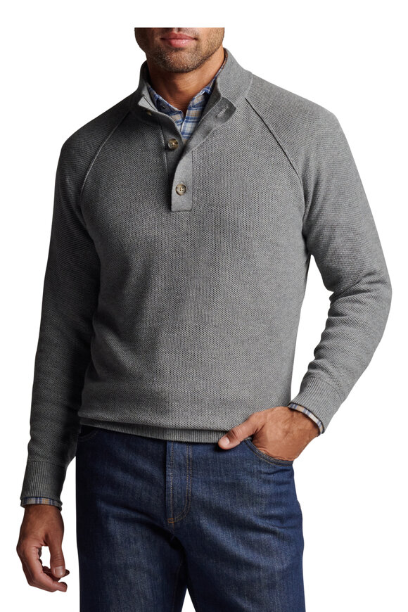 Peter Millar - Parkway Gale Gray Textured Mock-Neck Sweater