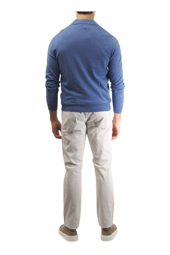 Gran Sasso Blue Cotton & Cashmere Quarter Zip Pullover - view 4