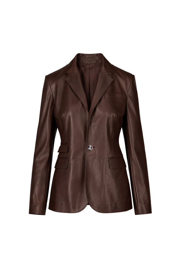 Ralph Lauren Parker Brown Leather Blazer - view 1