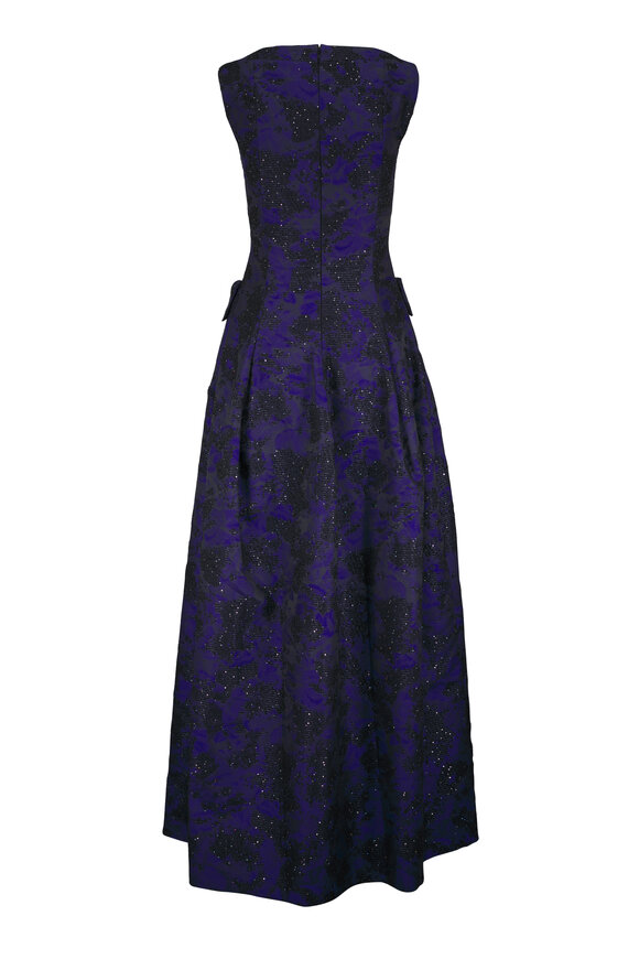 Talbot Runhof Enzian Blue Sequin Jacquard Gown - view 4