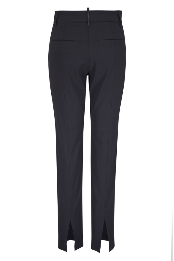 Brunello Cucinelli Black Tropical Luxury Straight Leg Pant - view 3