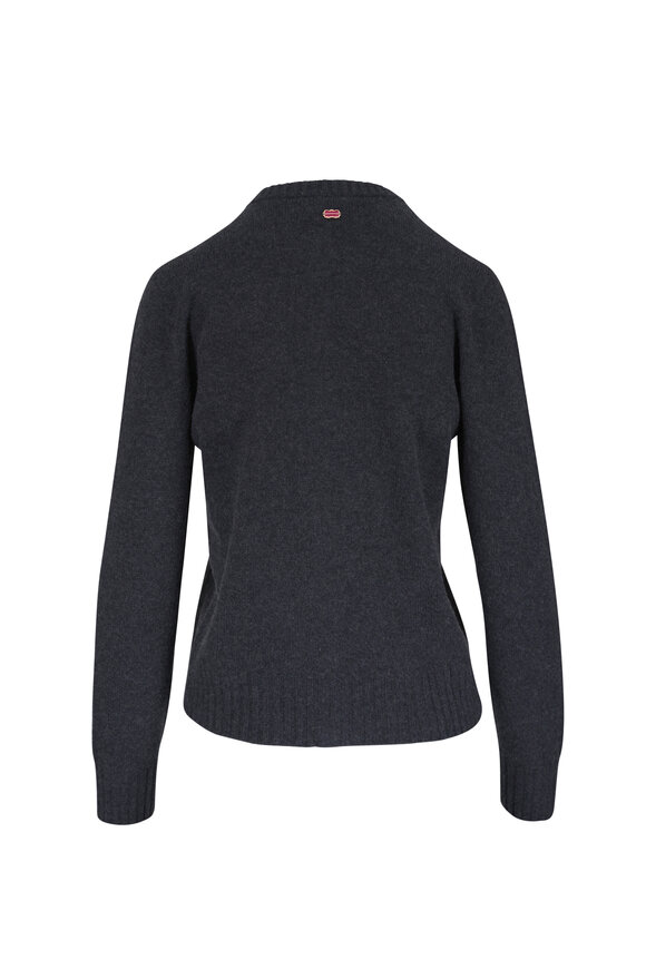 Agnona Lipstick Charcoal Cashmere Crewneck Cardigan - view 3