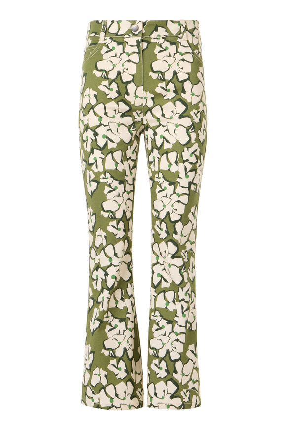 Akris Punto Papercut Green Tea Flowers Crop Straight Leg Jean - view 1