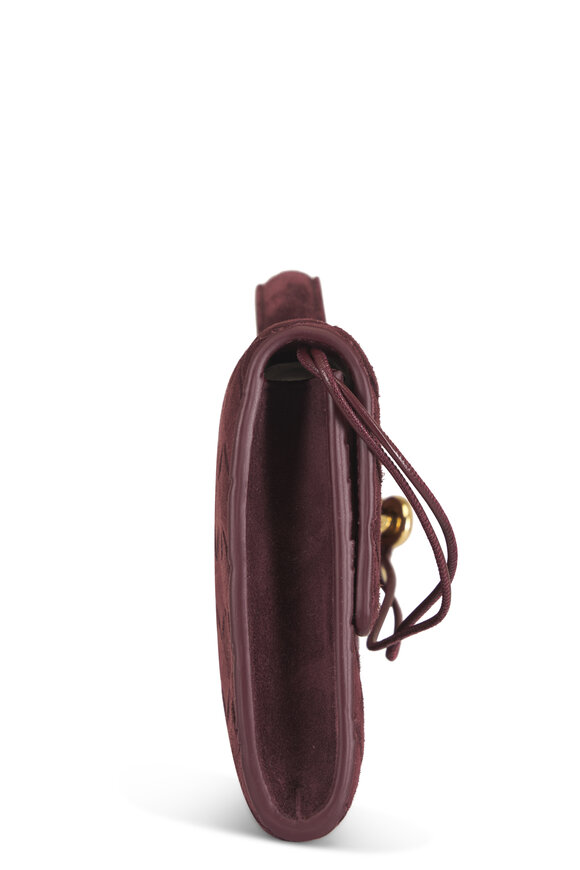 Bottega Veneta Andiamo Deep Mahogany Intrecciato Suede Clutch - view 4