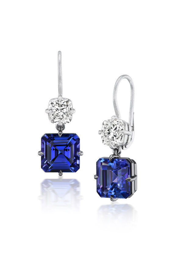 Nam Cho 18k White Gold Tanzanite & Diamond Drop Earring - view 1