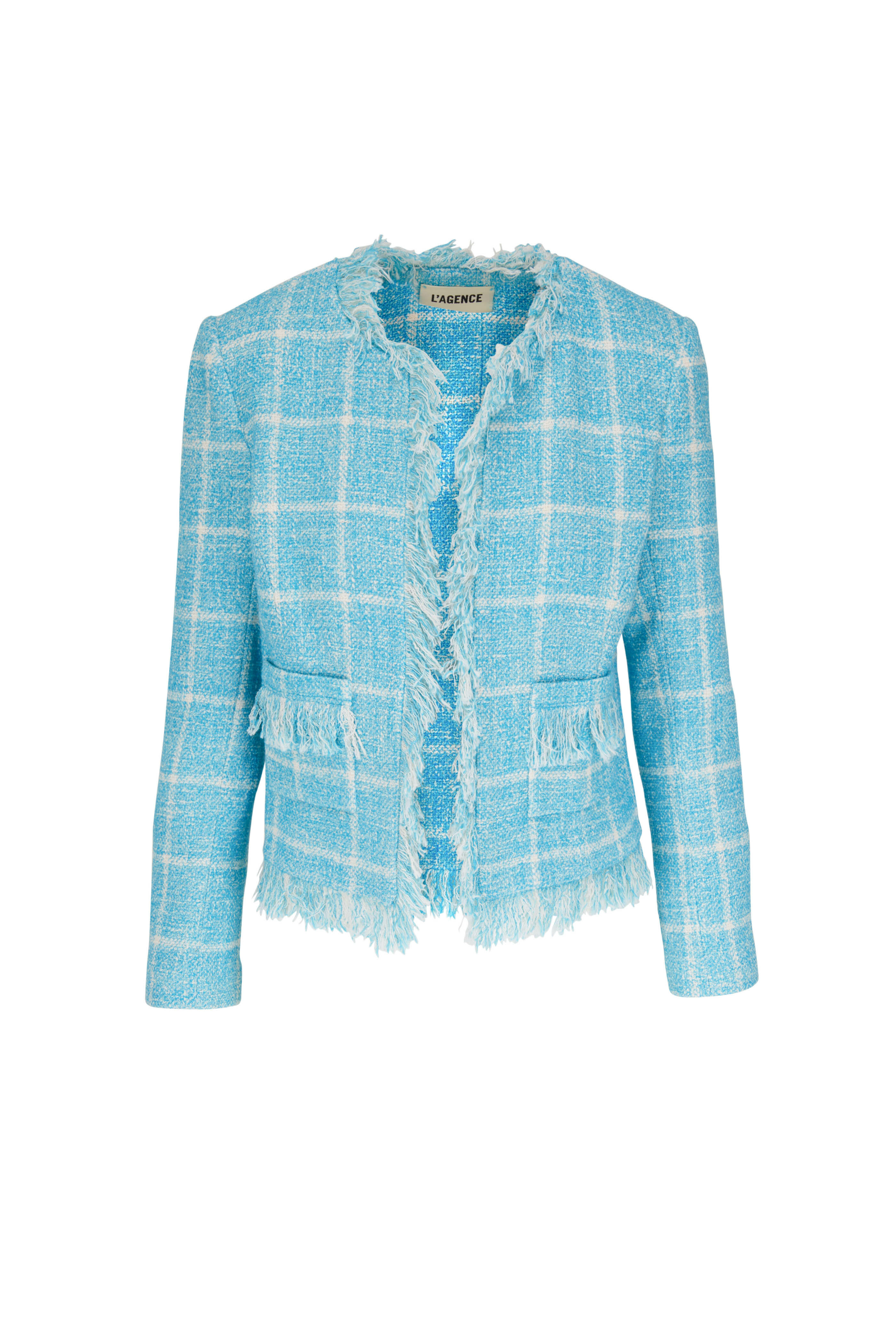 L'Agence - Angelina Blue Tweed Blazer