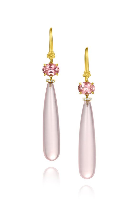 Leigh Maxwell 18k Yellow Gold Quartz Double Drop Earring - view 1