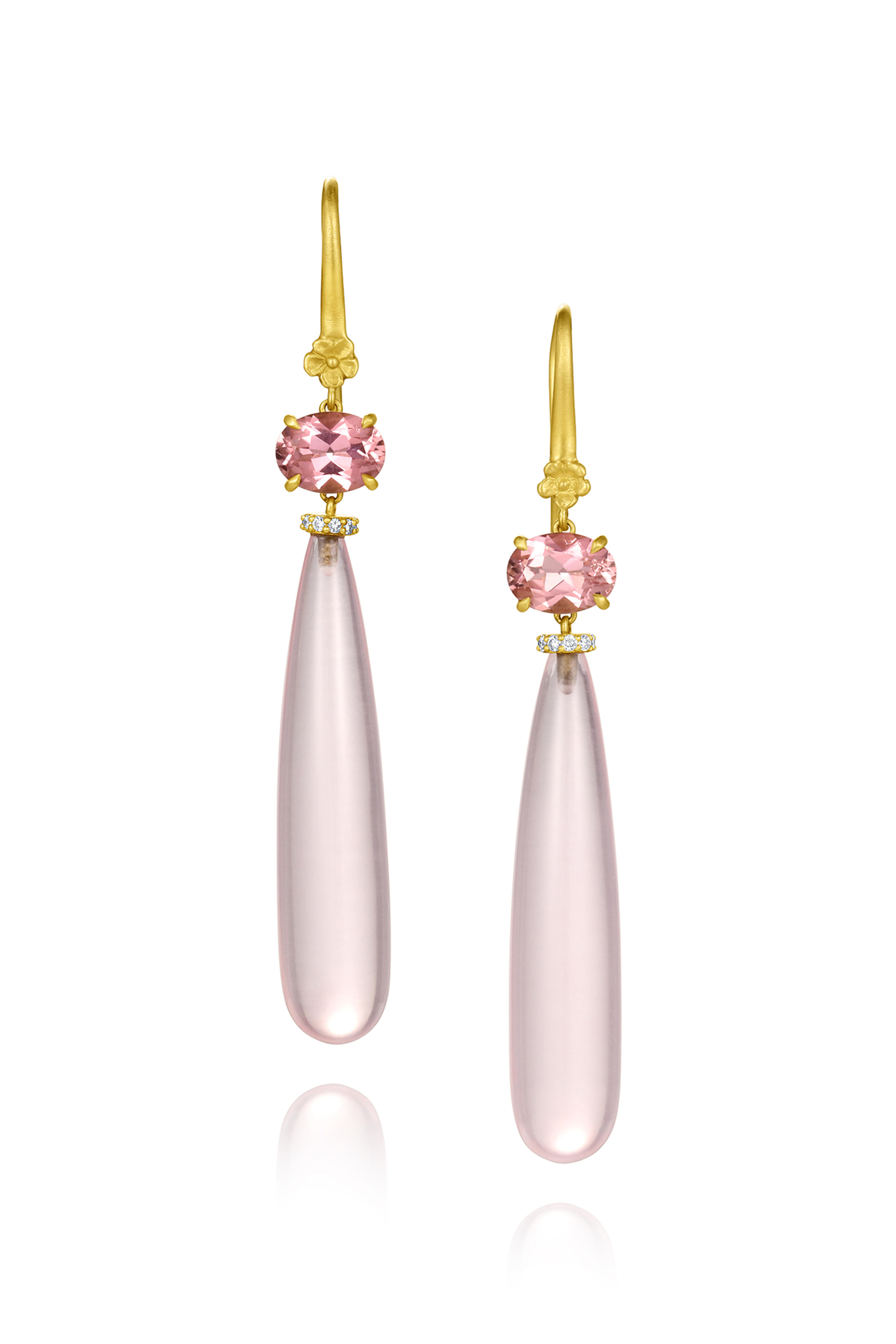 Leigh Maxwell - 18k Yellow Gold Quartz Double Drop Earring - view 1