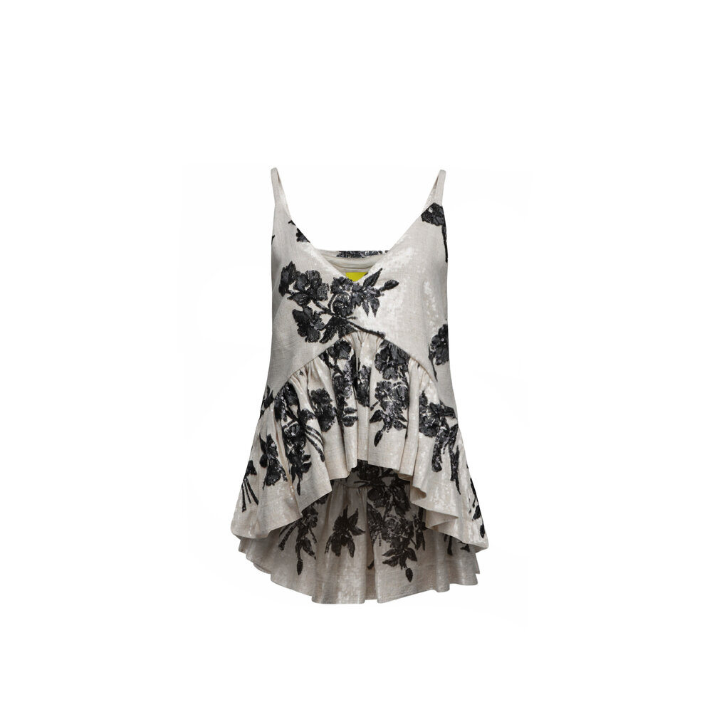 MARQUES ALMEIDA - MARQUES   ALMEIDA チュニック Marques ' Almeida - Beige Sequin Embellished Peplum Tank