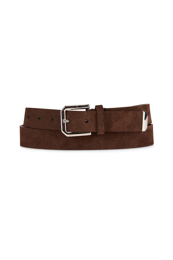 Brunello Cucinelli Dark Brown Suede Leather Belt - view 1