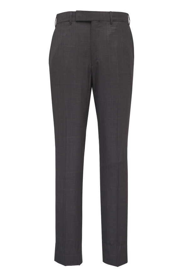 Zegna Charcoal & Brown Plaid Wool Suit - view 3