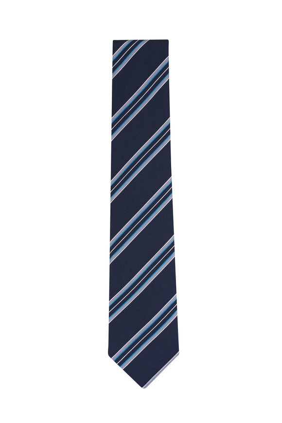 Brioni Navy Blue Stripe Necktie
