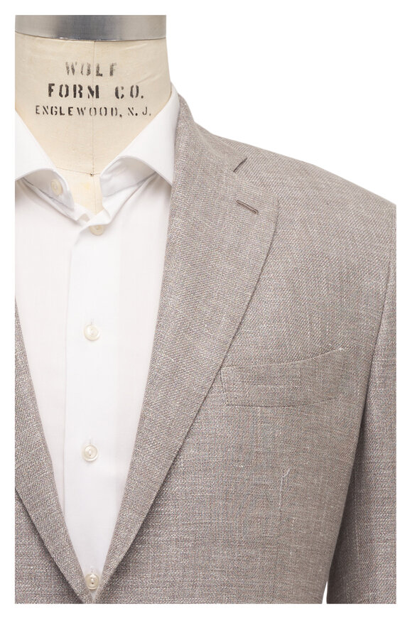 Atelier Munro Tan Textured Solid Linen, Wool & Silk Sportcoat