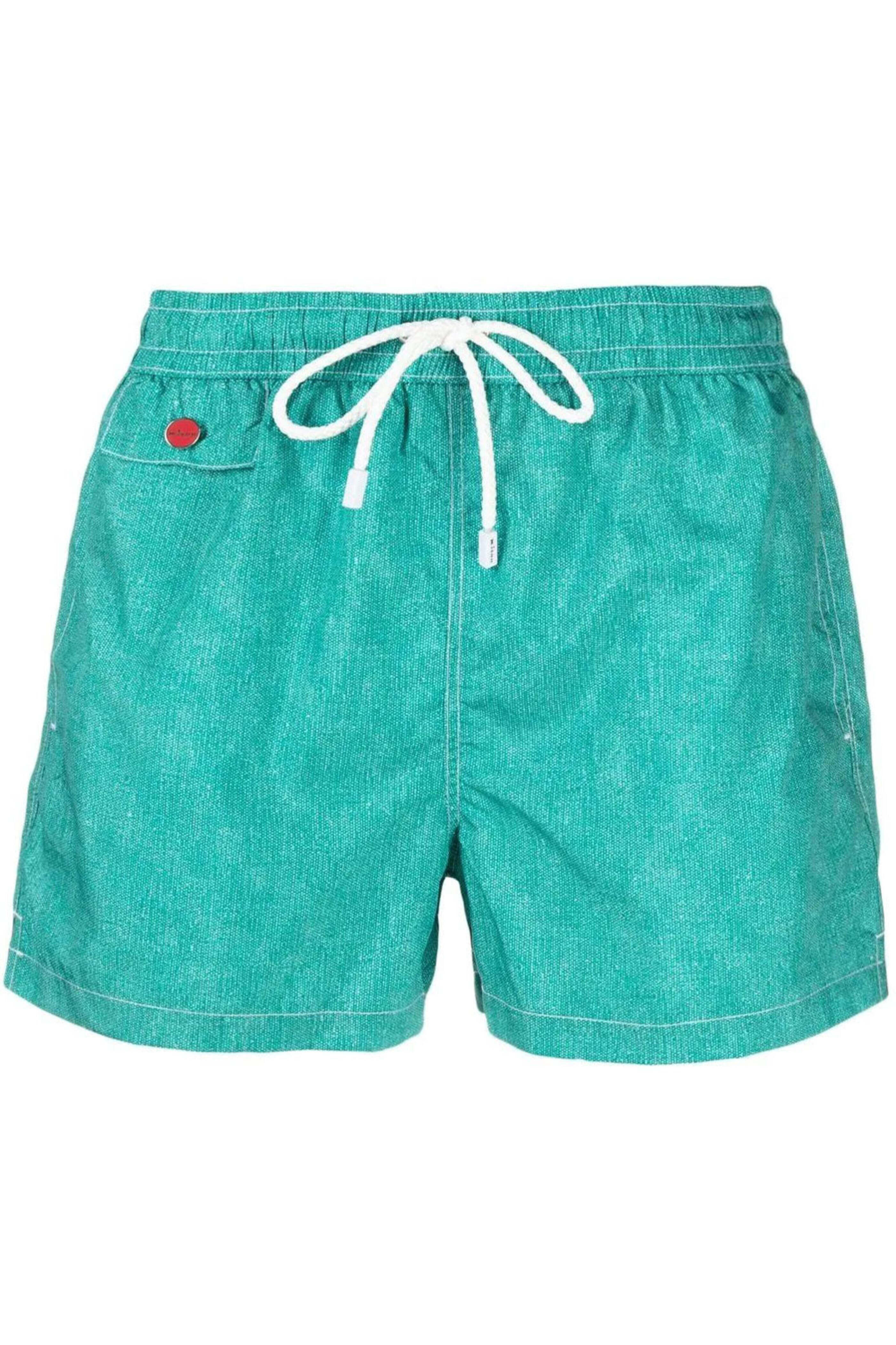 Kiton - Emerald Green Textured Print Swim Trunk