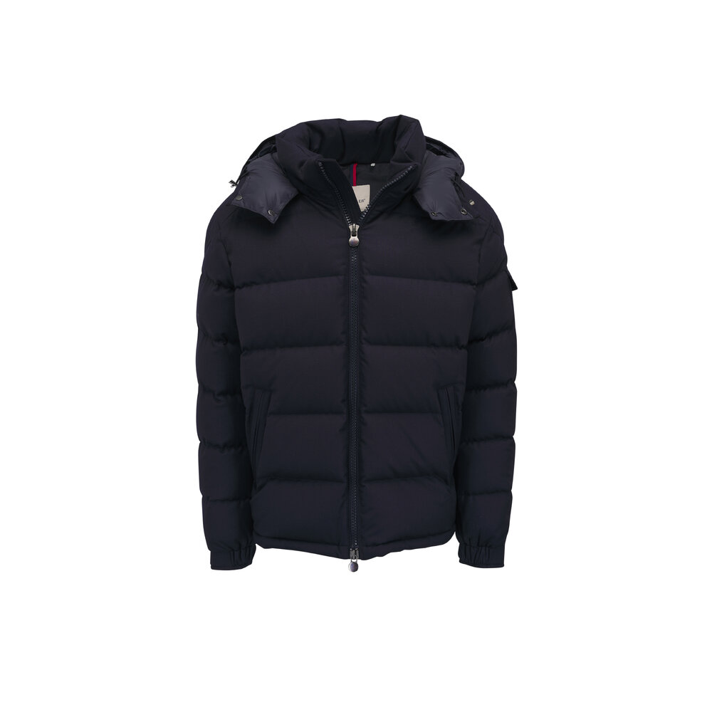 Moncler - Montgenevre Navy Hooded Wool Flannel Down Jacket