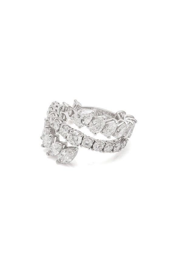 ZYDO 18k White Gold Diamond Open Ended Ring