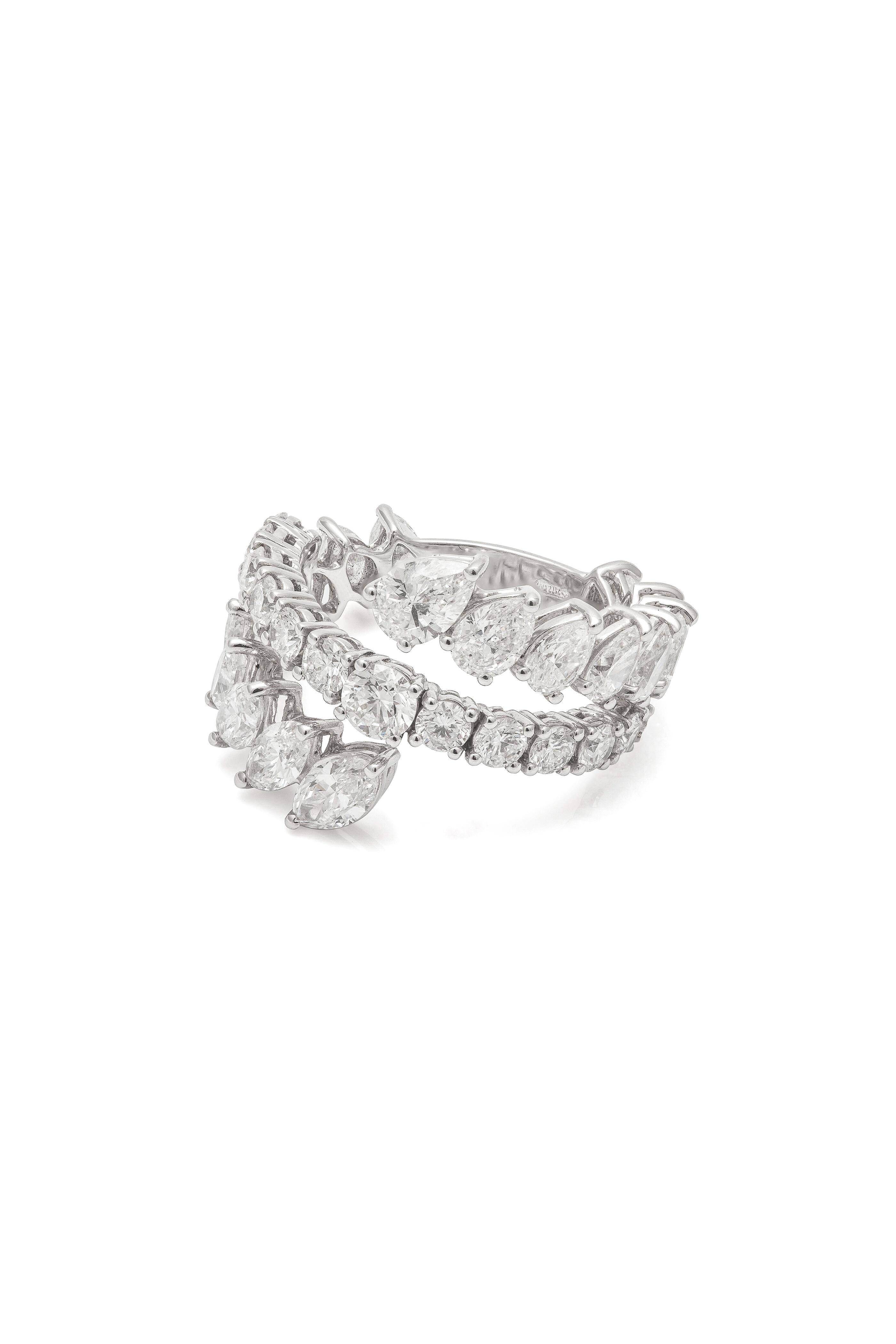 ZYDO - 18k White Gold Diamond Open Ended Ring