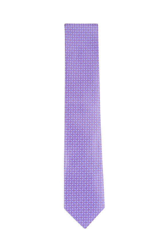 Canali Purple Textured Silk Necktie - view 1