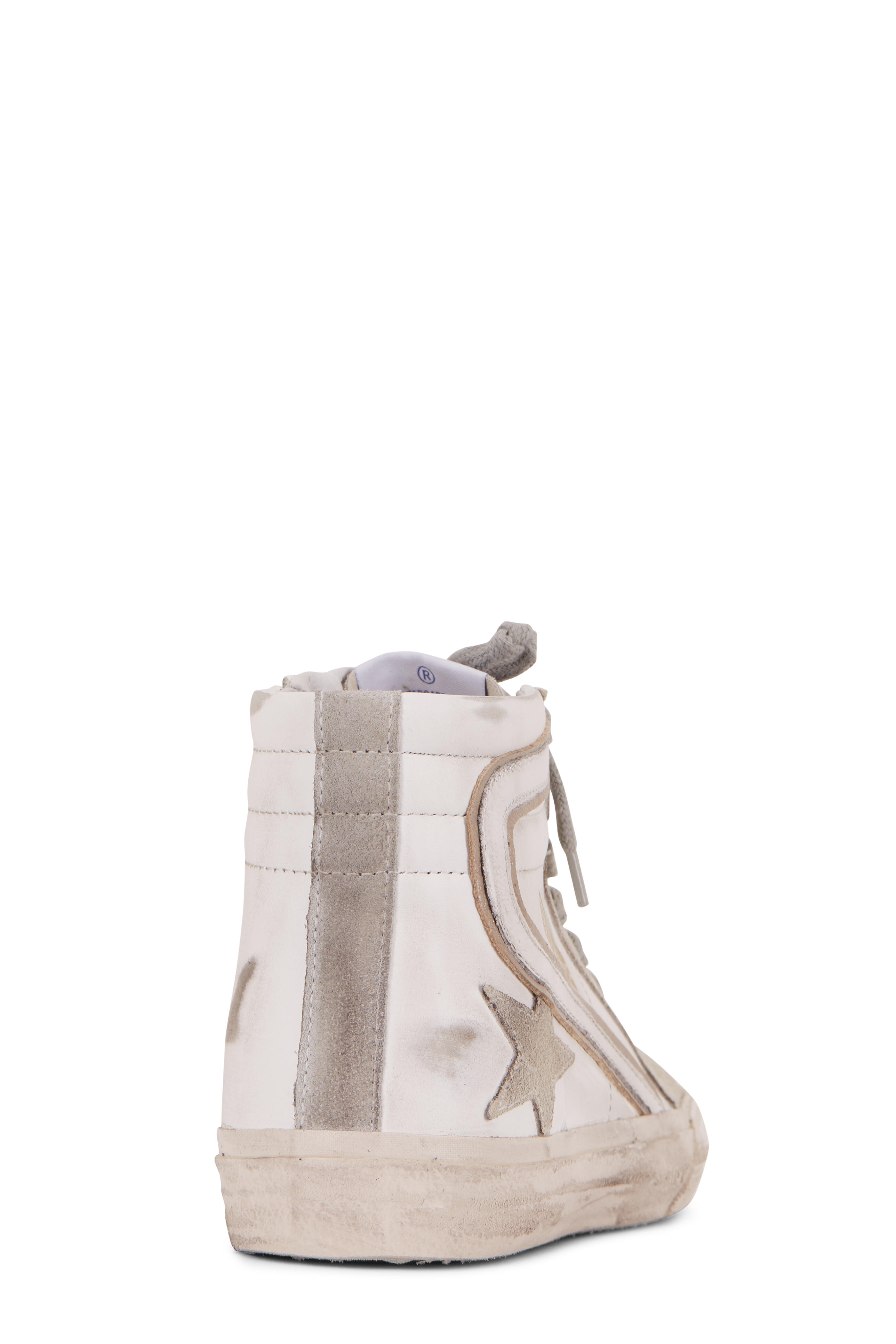 Golden Goose - Slide White & Gray Leather High Top Sneaker
