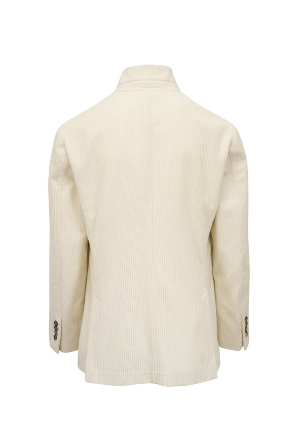 Brunello Cucinelli Cream Cashmere Corduroy Overcoat - view 2